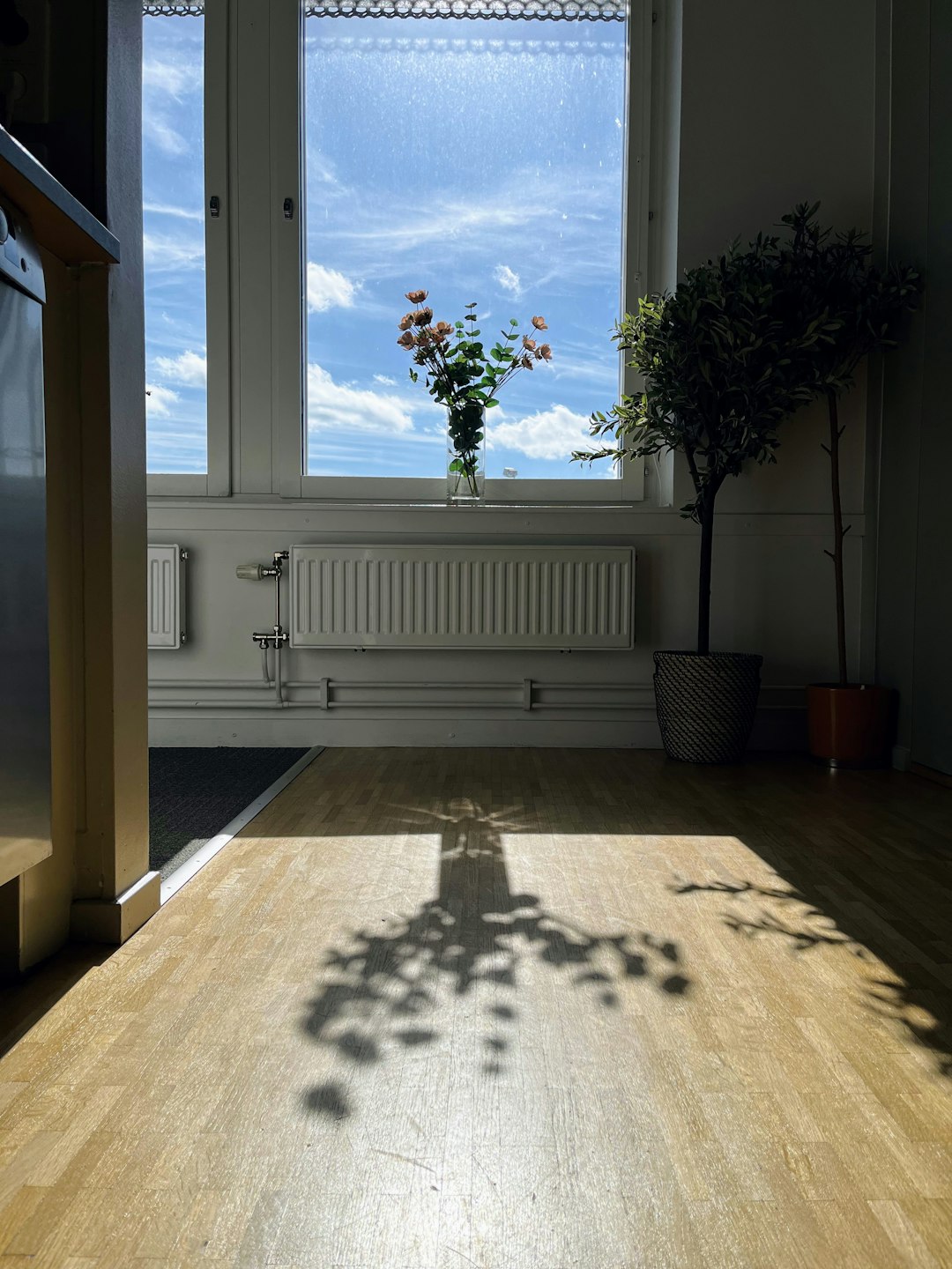Robot aspirateur circulant sur un plancher de bois